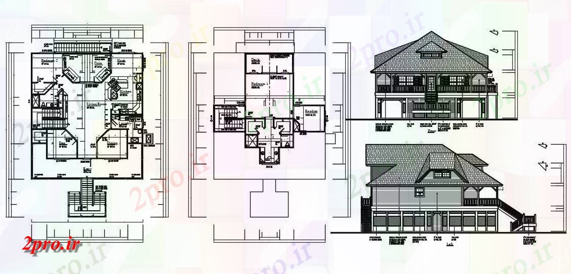 دانلود نقشه مسکونی ، ویلایی ، آپارتمان خانه طرحی با خرپا سقف ساختمان نمای 13 در 20 متر (کد161029)