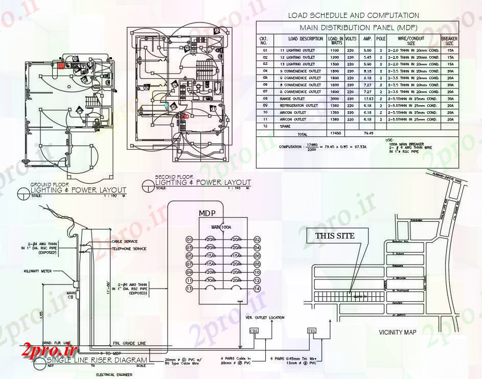 دانلود نقشه برق کشی ، اتصالات نورپردازی و قدرت طرحی از طرحی خانه دوبلکس  دو بعدی   رسم   شد    (کد161060)