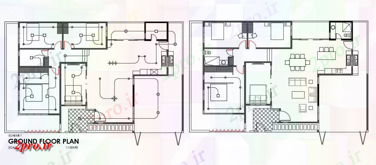 دانلود نقشه خانه های کوچک ، نگهبانی ، سازمانی - طراحی مسکن طراحی اتوکد اتوکد دو بعدی 13 در 20 متر (کد161067)