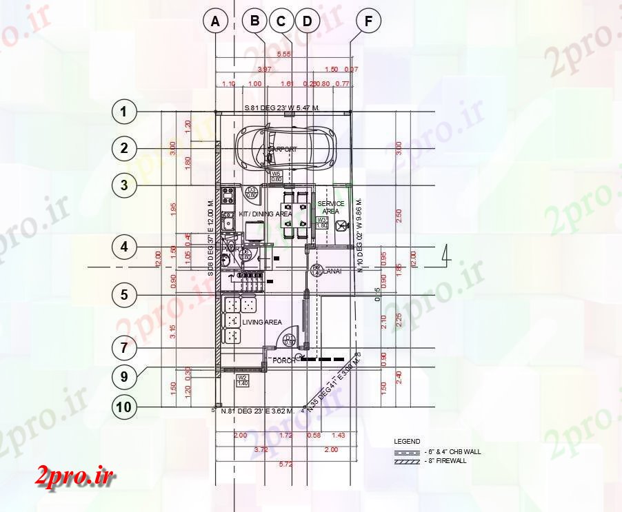دانلود نقشه مسکونی ، ویلایی ، آپارتمان طبقه طبقه همکف واحد BHK طرحی خانه معماری تنها 18'X39 اتوکد رسم در دسترس 6 در 12 متر (کد161075)