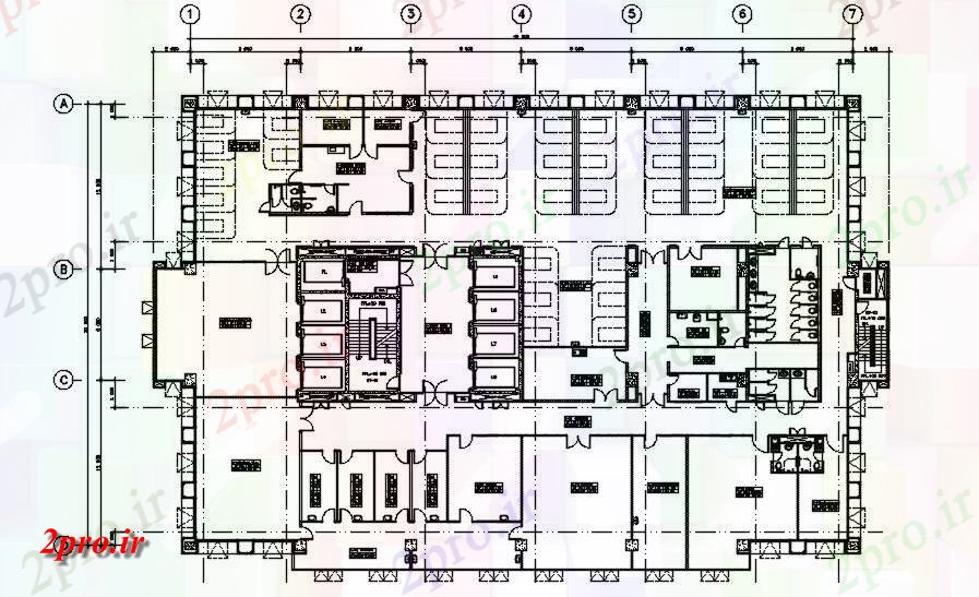 دانلود نقشه بیمارستان - درمانگاه - کلینیک طرحی طبقه از ساختمان بیمارستان دو بعدی طراحی 32 در 48 متر (کد161093)
