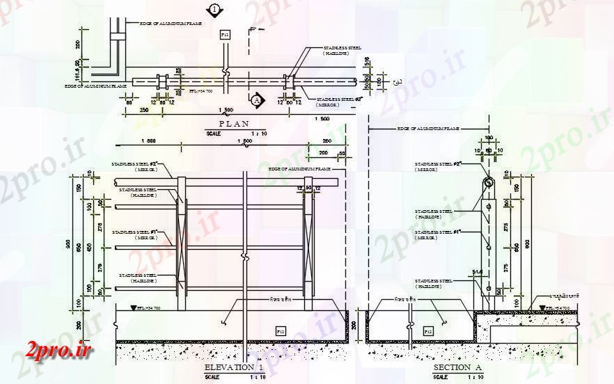 دانلود نقشه بیمارستان -  درمانگاه -  کلینیک طرح، نما و بخش از نرده  دو بعدی   طراحی  شد     (کد161095)