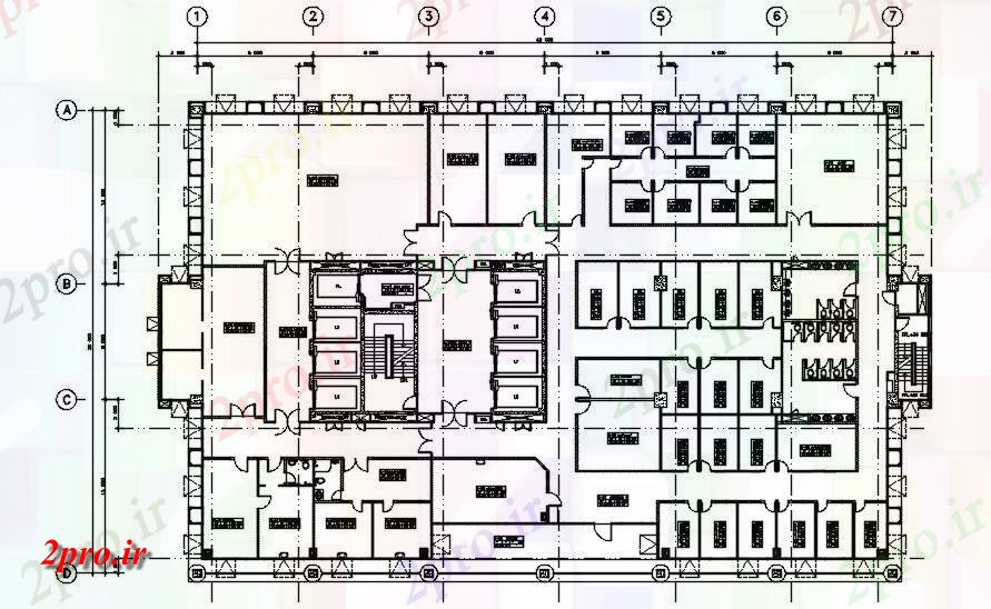 دانلود نقشه بیمارستان - درمانگاه - کلینیک نشان می دهد جزئیات این طرحی طبقه از ساختمان بیمارستان در دو بعدی 32 در 48 متر (کد161098)