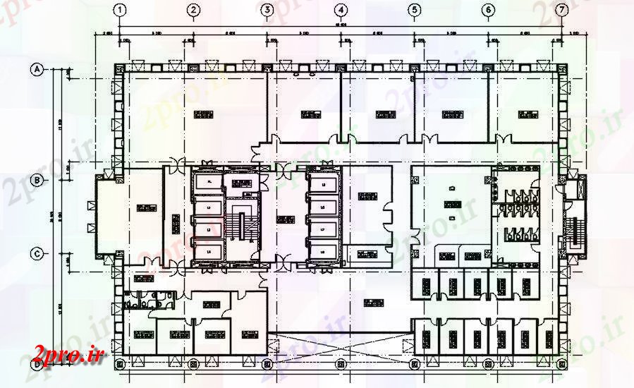 دانلود نقشه بیمارستان - درمانگاه - کلینیک طرحی طبقه 7 از ساختمان بیمارستان دو بعدی طراحی Auot دو بعدی 32 در 48 متر (کد161103)