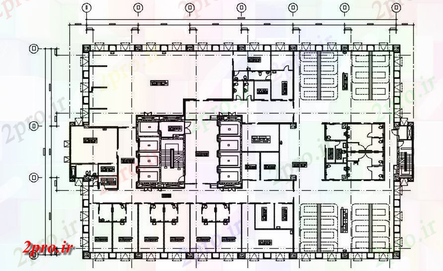 دانلود نقشه بیمارستان - درمانگاه - کلینیک اتوکد دو بعدی رسم نشان می دهد جزئیات طرحی کف از ساختمان بیمارستان طراحی Auot دو بعدی 32 در 48 متر (کد161108)
