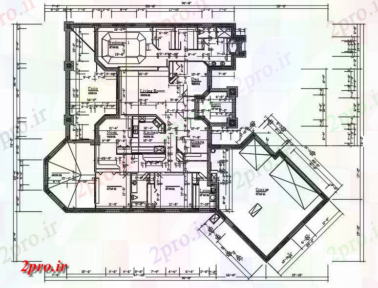 دانلود نقشه مسکونی ، ویلایی ، آپارتمان معماری خانه طبقه همکف طرحی نشیمن 76'X90، 22 در 27 متر (کد161112)