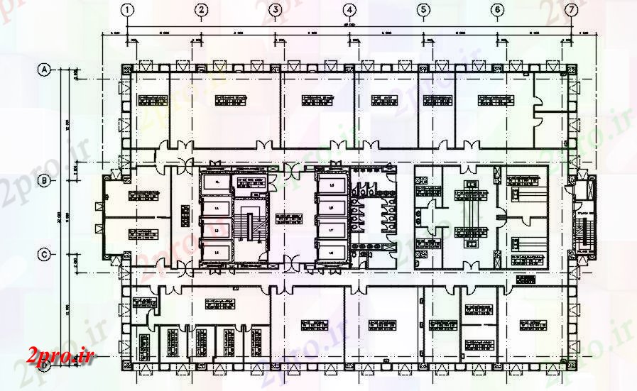 دانلود نقشه بیمارستان - درمانگاه - کلینیک ساختمان بیمارستان - طرحی طبقه در نشان طراحی Auot دو بعدی 32 در 48 متر (کد161114)