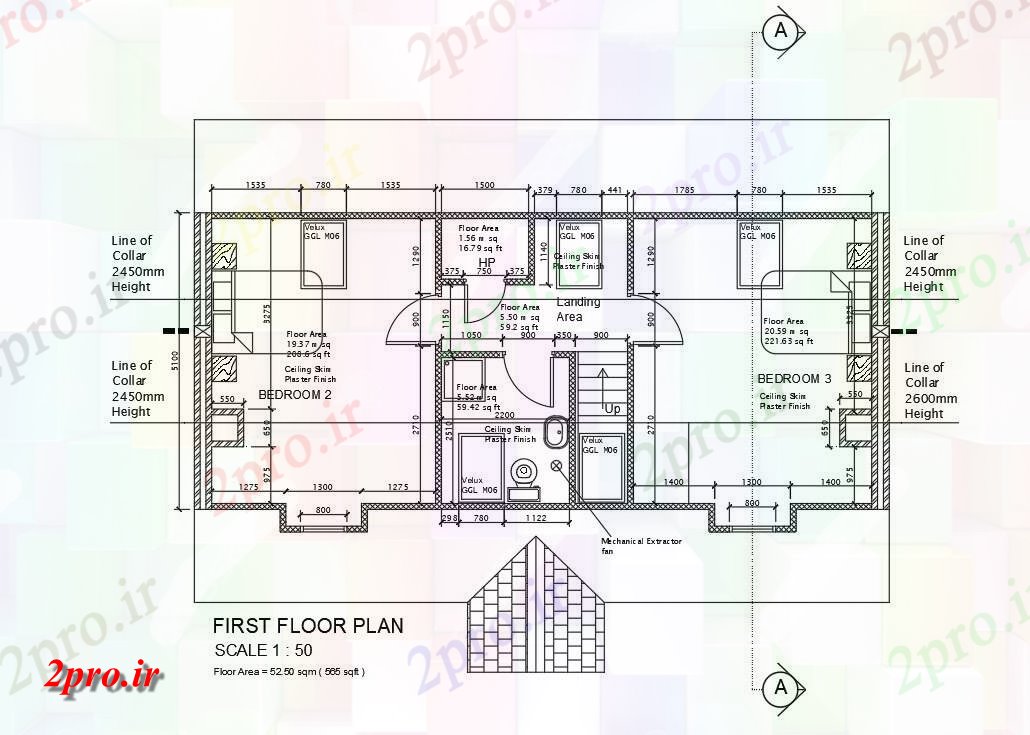 دانلود نقشه مسکونی ، ویلایی ، آپارتمان دو اتاق خواب طبقه اول طرحی طبقه خانه اتوکد 5 در 12 متر (کد161130)