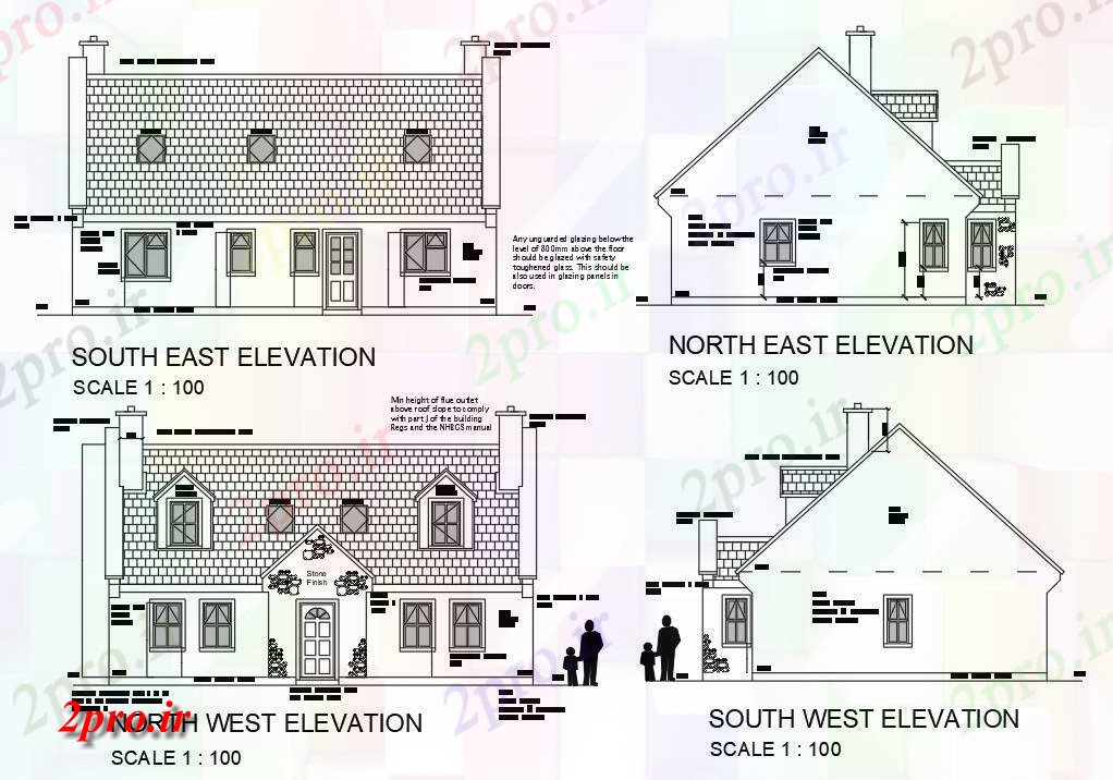 دانلود نقشه مسکونی  ، ویلایی ، آپارتمان  طرحی خانه سقف چهار نما سمت زیبا           (کد161138)