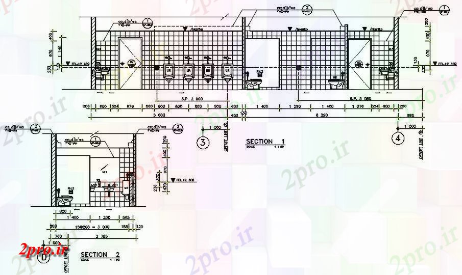 دانلود نقشه پلان مقطعی جزئیات بخش از طبقه همکف ساختمان بیمارستان   رسم         (کد161154)