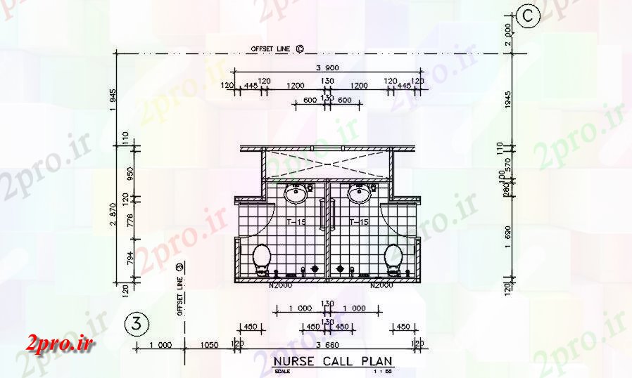 دانلود نقشه تجهیزات بهداشتی طرحی ساختمان بیمارستان از جزئیات توالت من این     شد     (کد161175)