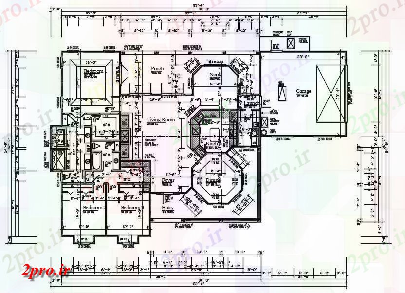 دانلود نقشه مسکونی ، ویلایی ، آپارتمان X54، پارکینگ ماشین طراحی خانه نشیمن 15 در 24 متر (کد161192)