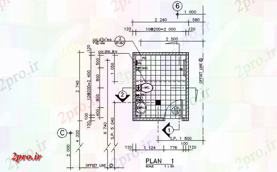 دانلود نقشه تجهیزات بهداشتی طرحی توالت از ساختمان بیمارستان         دو بعدی   (کد161197)