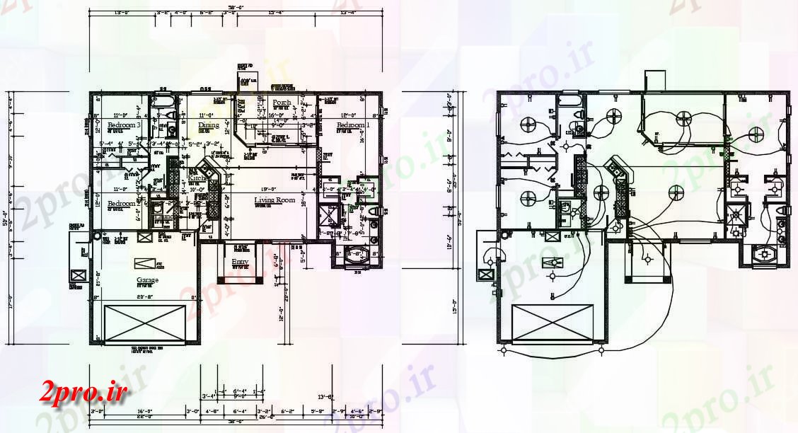 دانلود نقشه مسکونی ، ویلایی ، آپارتمان X58 'خانه طبقه همکف طرحی با طرحی برق 15 در 17 متر (کد161244)