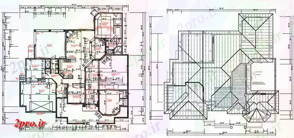 دانلود نقشه مسکونی ، ویلایی ، آپارتمان X78، اتوکد خانه 3 BHK طرحی با سقف 12 در 22 متر (کد161272)