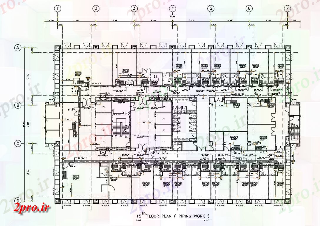 دانلود نقشه جزئیات لوله کشی طراحی  نشان می دهد جزئیات لوله کشی کار در طرحی ساخت و ساز بیمارستان (طرحی طبقه 15)     (کد161292)