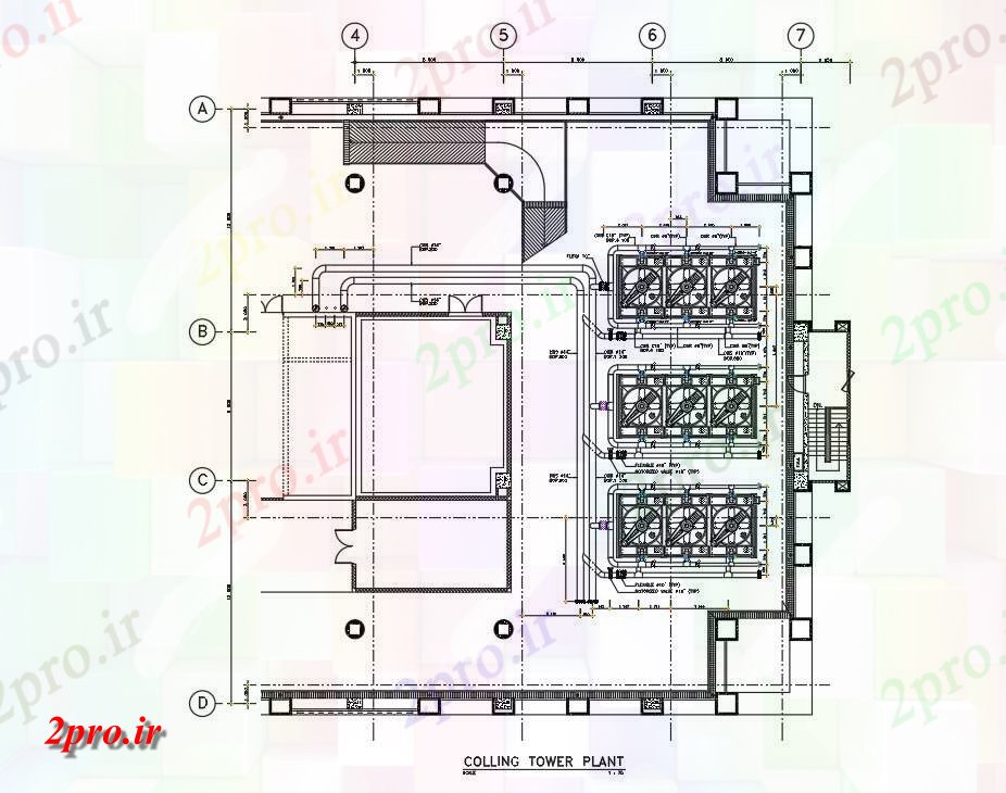دانلود نقشه جزئیات لوله کشی خنک کننده جزئیات کارخانه برج از  طراحی ساختمان بیمارستان در مدل دو بعدی  اتوکد       دو بعدی   (کد161305)