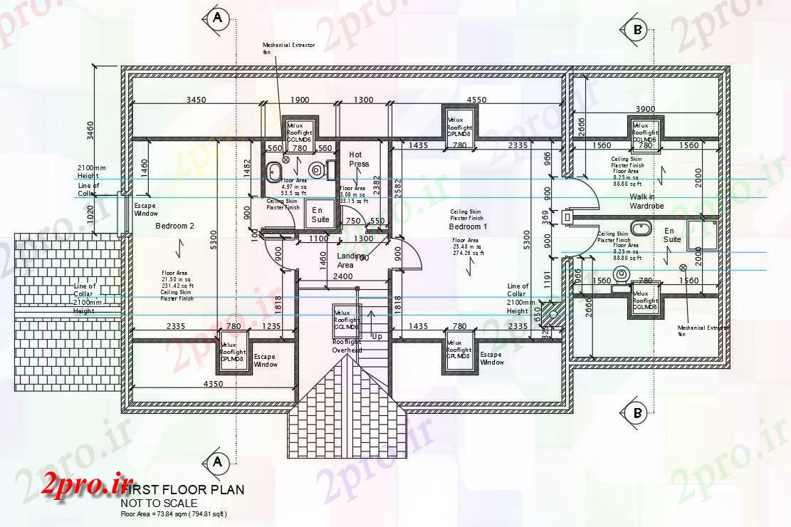 دانلود نقشه جزئیات ساخت و ساز اتوکد  نشان دادن طرحی طبقه اول از ساختار خانه مدرن   دو بعدی  (کد161324)