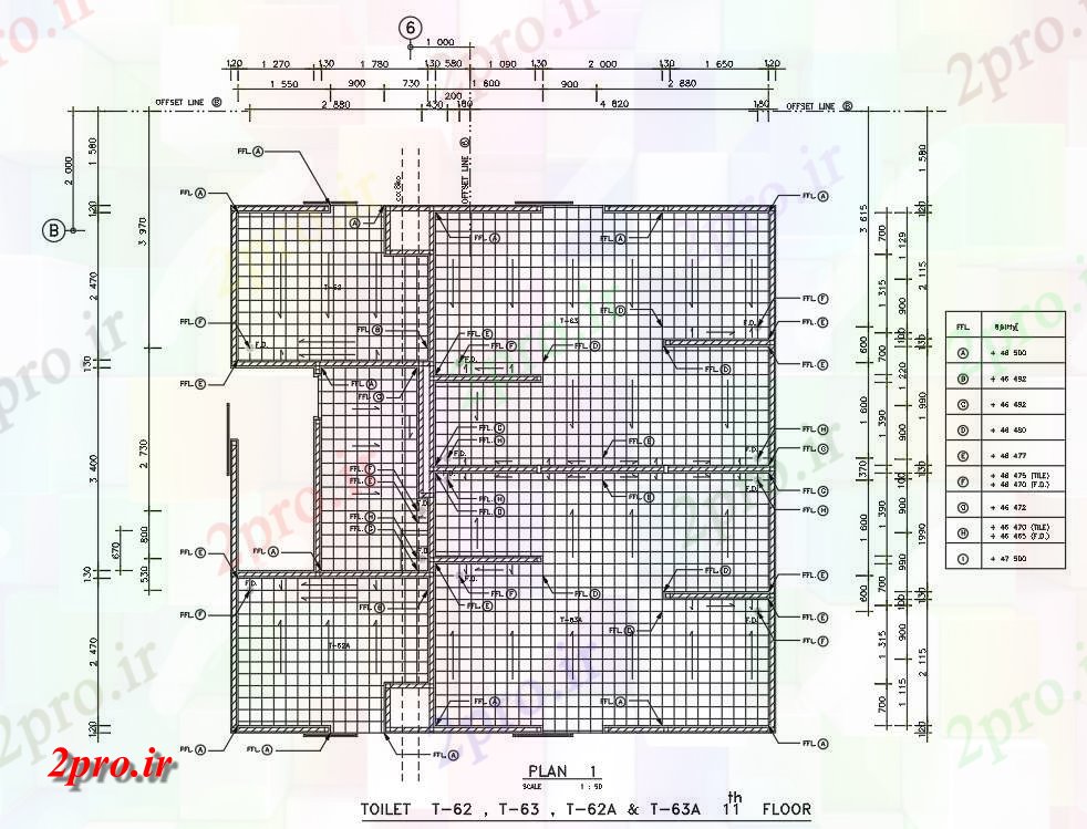 دانلود نقشه بلوک حمام و توالتجزئیات بخش شیب از توالت         (کد161341)