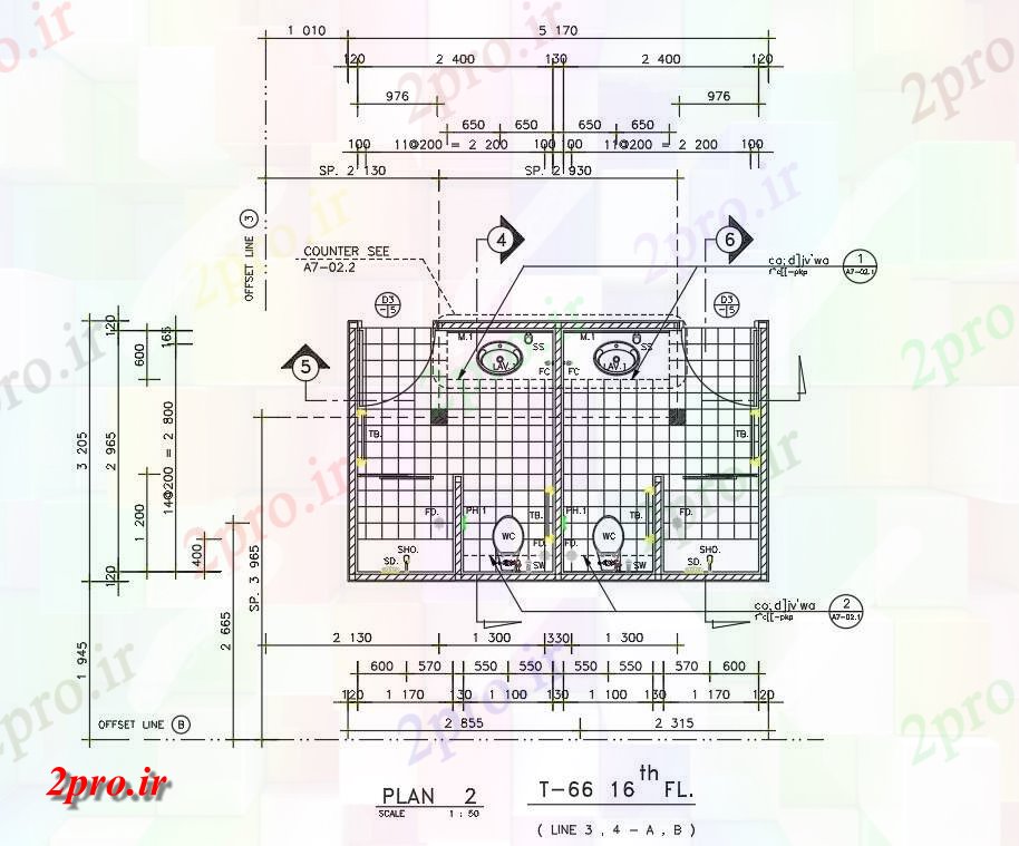 دانلود نقشه تجهیزات بهداشتی  طراحی  نشان می دهد جزئیات طرحی توالت (ساختمان بیمارستان)     (کد161398)