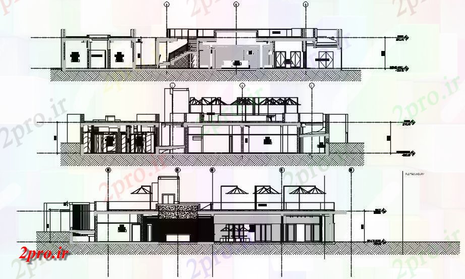 دانلود نقشه پلان مقطعی سه جزئیات سمت بخش نمونه از ساختمان ساحل سرخ کن رستوران  اتوکد        (کد161493)