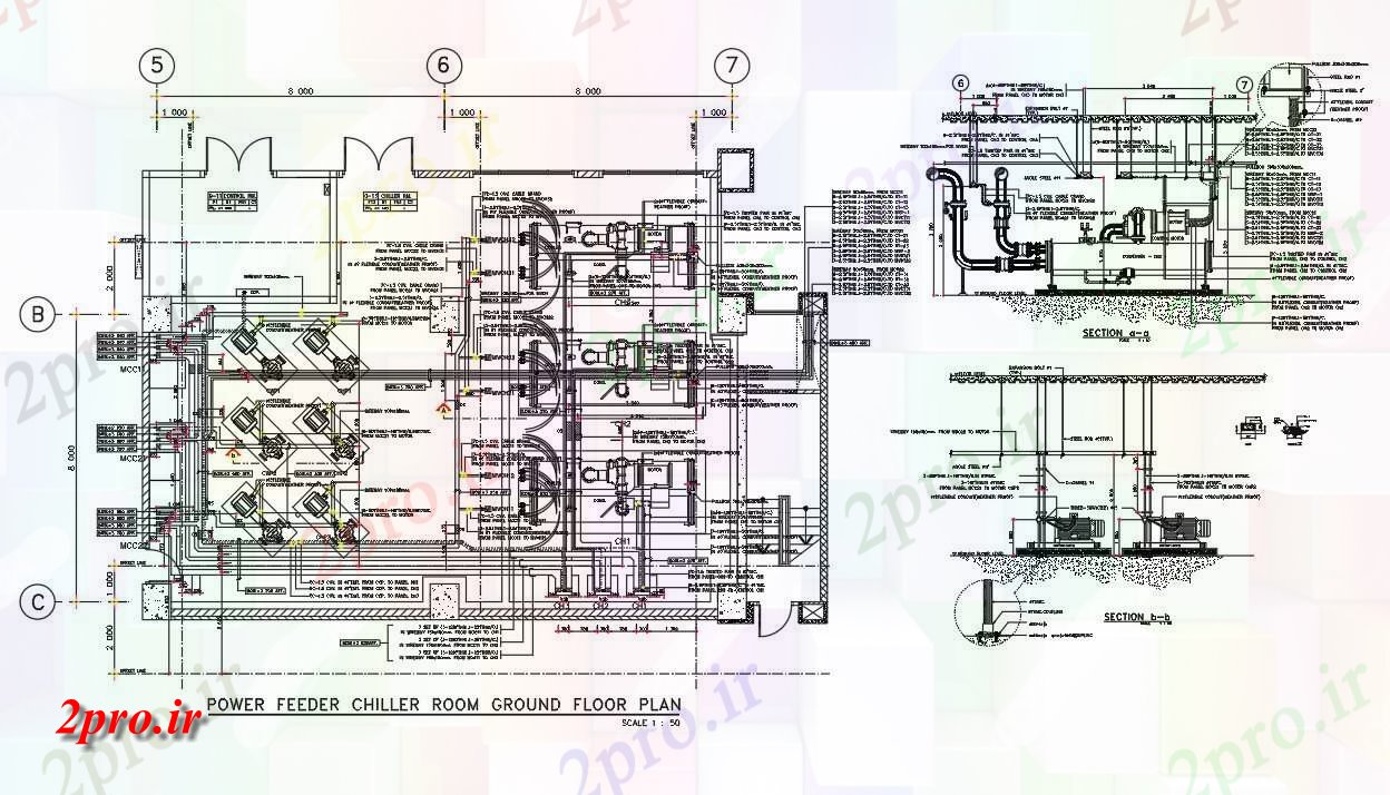 دانلود نقشه برق کشی ، اتصالات اتاق برق فیدر چیلر طبقه همکف (کد161568)