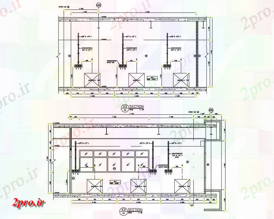 دانلود نقشه بیمارستان -  درمانگاه -  کلینیک   دارای جزئیات از گاز خروجی معمولی در قالب        (کد161607)