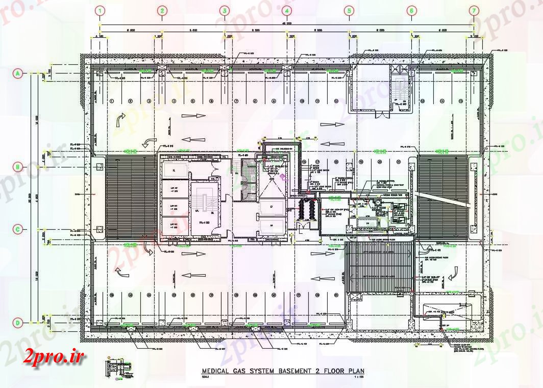 دانلود نقشه بیمارستان - درمانگاه - کلینیک سیستم گاز پزشکی زیرزمین 2 طرحی طبقه از جزئیات ساختمان بیمارستان به وضوح می شود 32 در 48 متر (کد161609)