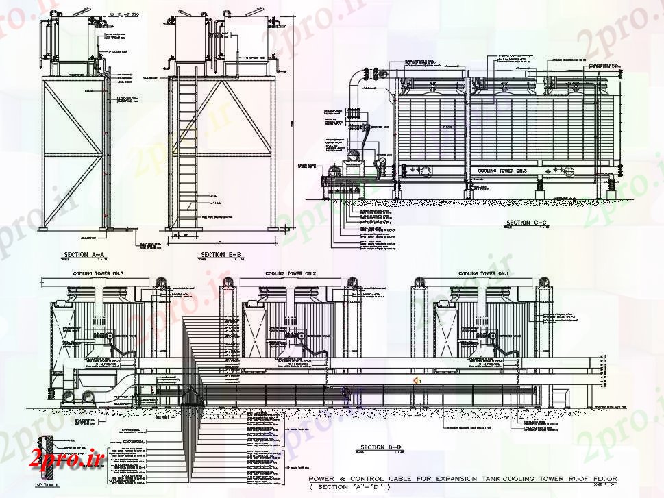 دانلود نقشه کارخانه صنعتی  ، کارگاه قدرت و خنک کننده برج مخزن  نشیمن (کد161616)