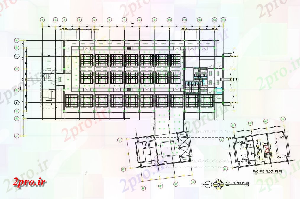 دانلود نقشه بیمارستان - درمانگاه - کلینیک سقف و دستگاه کف ساختمان بیمارستان نشان می دهد 25 در 48 متر (کد161646)