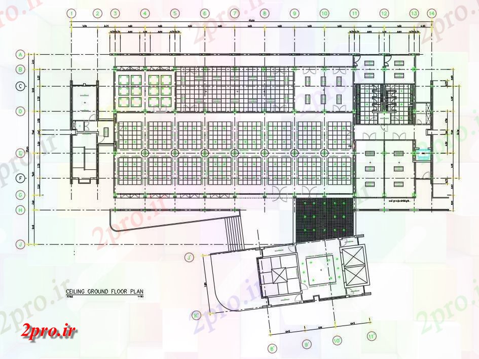 دانلود نقشه بیمارستان - درمانگاه - کلینیک طرحی طبقه همکف سقف بیمارستان به 25 در 48 متر (کد161647)