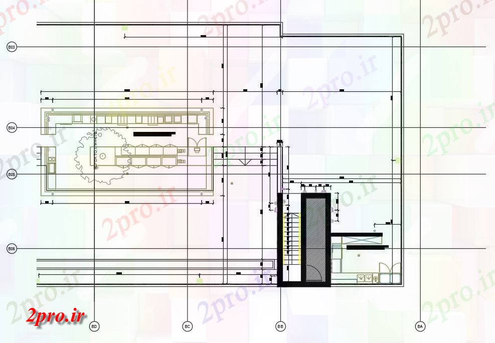 دانلود نقشه هتل - رستوران - اقامتگاه اتوکد نشیمن نشان دادن طرحی طبقه پشت بام هتل نوار دو بعدی design 8 در 11 متر (کد161662)