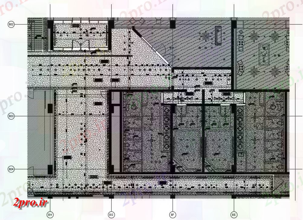 دانلود نقشه باشگاه کریدور جزئیات نشان می دهد بدنسازی لوازم جانبی دو بعدی 9 در 13 متر (کد161683)