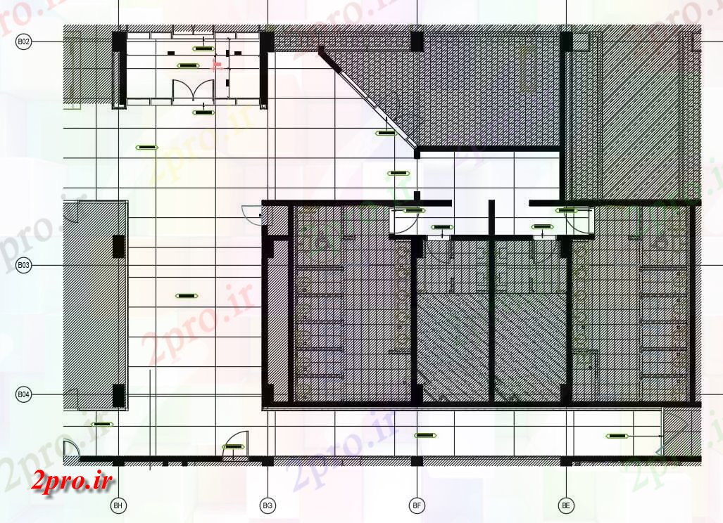 دانلود نقشه هتل - رستوران - اقامتگاه طبقه طرحی پایان دو بعدی 8 در 12 متر (کد161684)