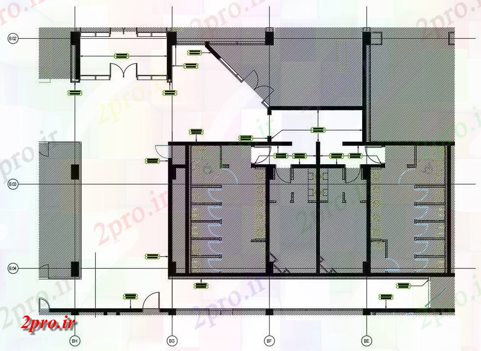 دانلود نقشه هتل - رستوران - اقامتگاه این هدیه طراحی کف دو بعدی 8 در 12 متر (کد161685)