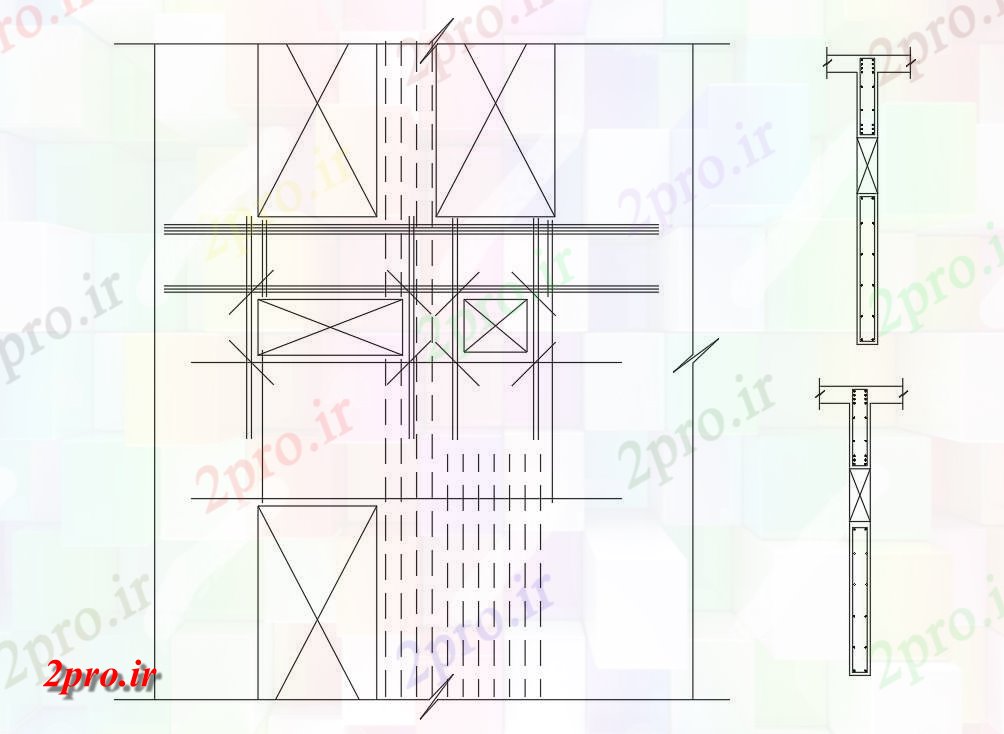 دانلود نقشه پلان مقطعی ستون جزئیات بخش تقویت  اتوکد دو بعدی     دو بعدی      (کد161687)