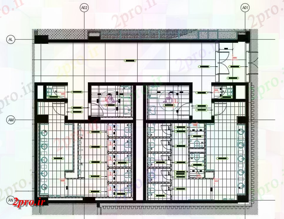 دانلود نقشه هتل - رستوران - اقامتگاه طبقه طرحی طراحی دو بعدی 24 در 31 متر (کد161694)