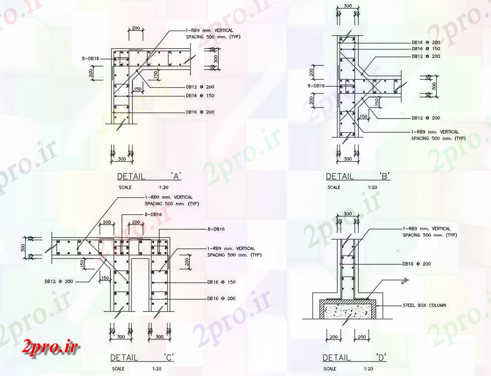 دانلود نقشه پلان مقطعی تقویت جزئیات بخش از فاصله عمودی  اتوکد   ارائه   (کد161724)