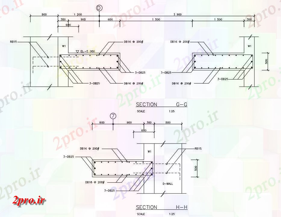 دانلود نقشه پلان مقطعی ستون و بخش پرتو تقویت جزئیات  اتوکد     نشان    (کد161740)