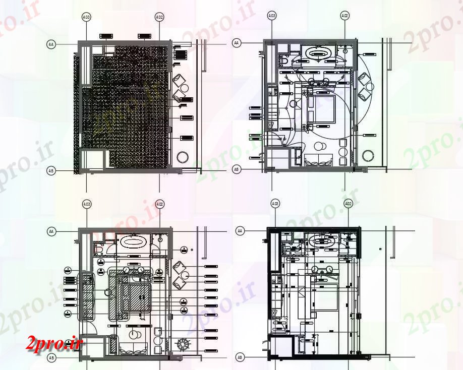 دانلود نقشه اتاق خواب مستر دار اتوکد دو بعدی نشان می دهد جزئیات مربوط به طرحی طبقه از building 7 در 9 متر (کد161763)