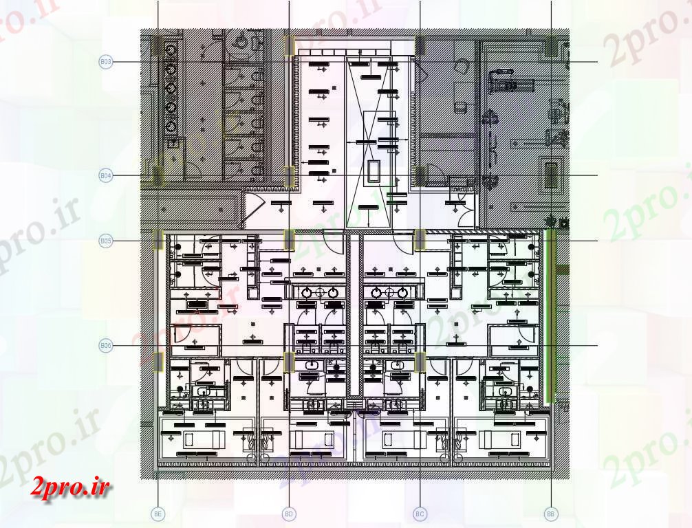 دانلود نقشه هتل - رستوران - اقامتگاه طرحی تنظیم روشنایی از طراحی SPA هتل اتوکد نشیمن 36 در 40 متر (کد161770)