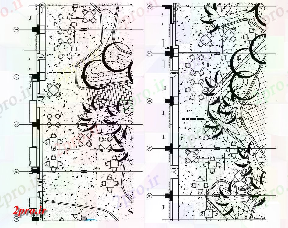 دانلود نقشه باغ این اتوکد ارائه محوطه سازی جزئیات 12 در 27 متر (کد161775)