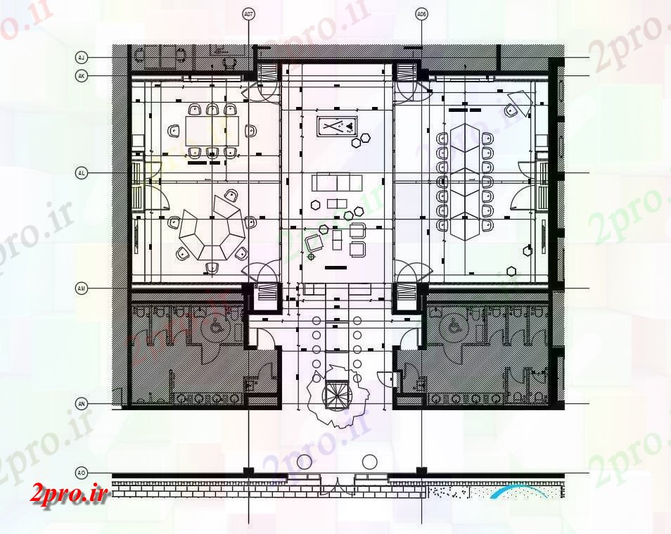 دانلود نقشه ساختمان اداری - تجاری - صنعتی این نشان می دهد طراحی رستوران 9 در 11 متر (کد161777)