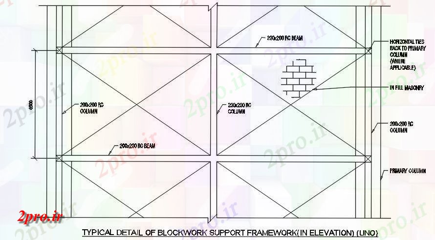 دانلود نقشه پلان مقطعی جزئیات نمونه از چارچوب پشتیبانی blockwork در نما  اتوکد دو بعدی  نشیمن   دو بعدی      (کد161814)