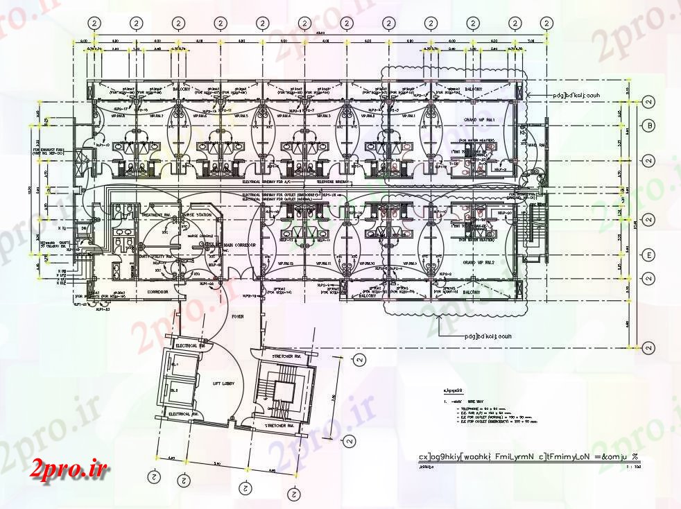 دانلود نقشه بیمارستان - درمانگاه - کلینیک بیمارستان اتاق های خواب طرحی طبقه با طرحی برق 25 در 48 متر (کد161839)