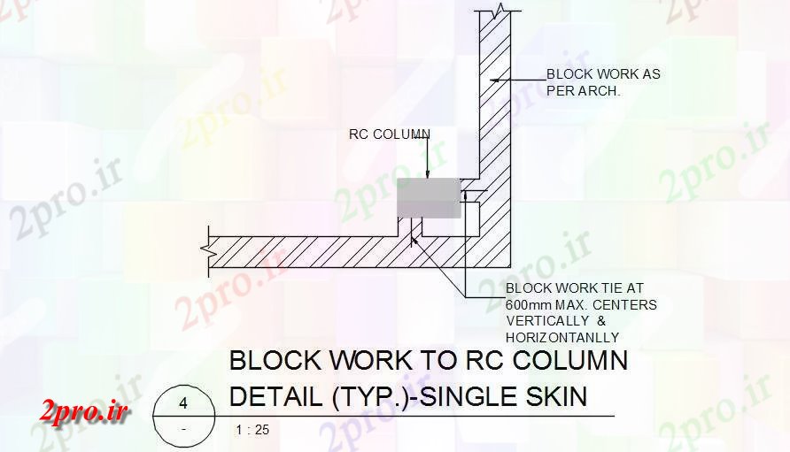 دانلود نقشه طراحی جزئیات ساختار کار بلوک به جزئیات RC         دو بعدی    (کد161864)