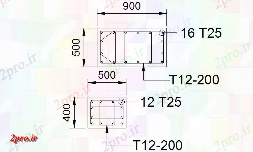 دانلود نقشه طراحی جزئیات تقویت کننده    نشان دادن جزئیات تقویت      دو بعدی    (کد161870)