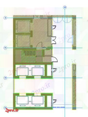دانلود نقشه هتل - رستوران - اقامتگاه این طرحی جزئیات راهرو از هتل توصیف دو بعدی 12 در 18 متر (کد161925)