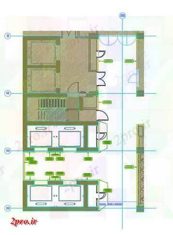 دانلود نقشه هتل - رستوران - اقامتگاه آرایش عمومی راهرو آسانسور طراحی اتوکد 12 در 18 متر (کد161929)