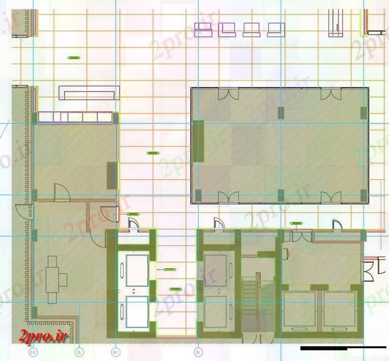 دانلود نقشه رستوران - غذا خوری - فست فود ; هتل - خوابگاه - مسافر خانهطبقه طراحی مفهومی از راهرو آسانسور ارائه 24 در 26 متر (کد162006)